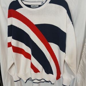 Aureus Vintage Mens Sweater Size L Red White And Blue Small Flaw